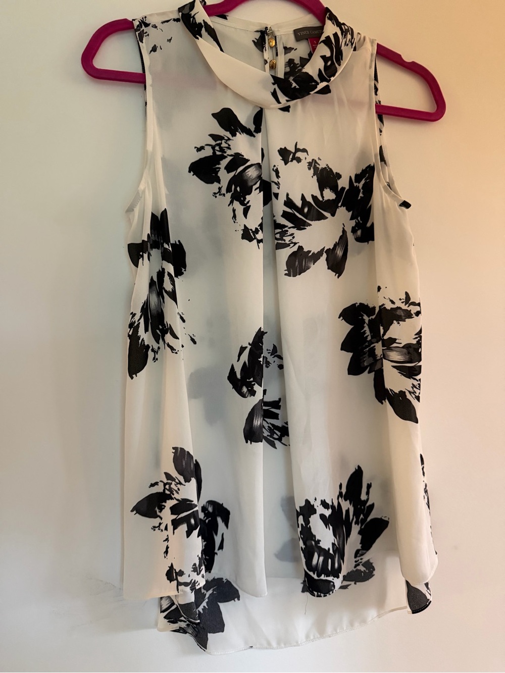 Vince Camuto Black and White Sleeveless Top w/ Cowl Neck